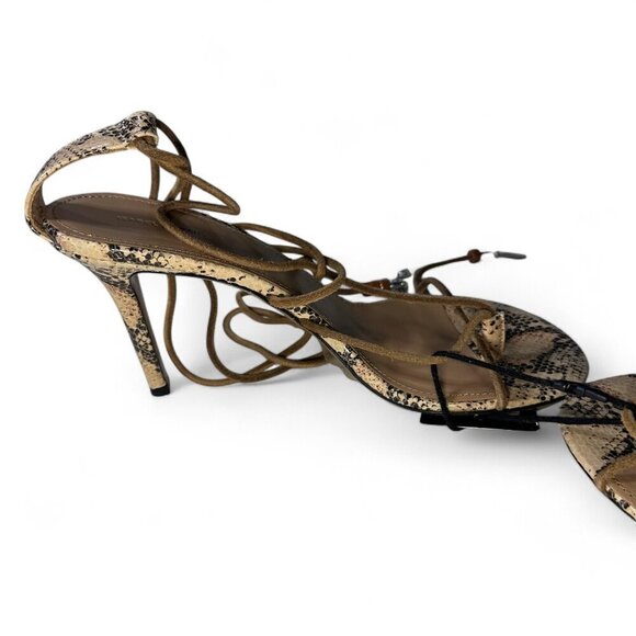 Isabel Marant Askee Snakeskin Embossed Leather Ankle Wrap Heels Sz EU 38 NEW - Picture 7 of 11